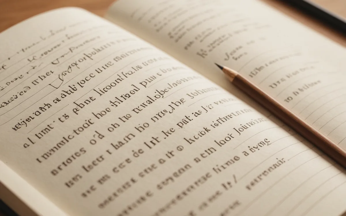 Single highlighted line in a journal page, focus on one thing concept
